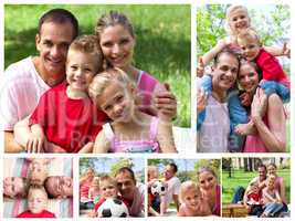 Collage of a family enjoying moments together in a park