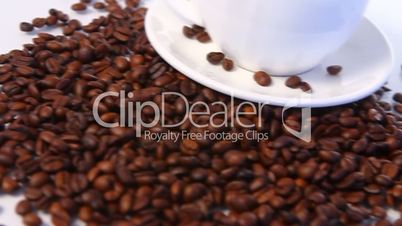 Coffee beans falling down