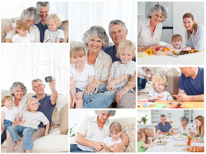 Collage of a family enjoying different moments together at home