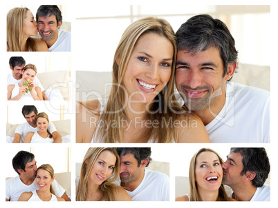 Collage of a middle-aged couple enjoying the moment