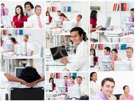 Collage of business people at work