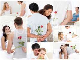 Collage of lovely couples enjoying the moment