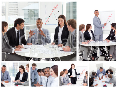 Collage of business people in different situations