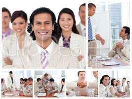 Collage of business people working together