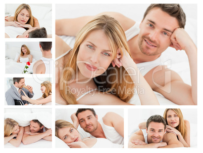 Collage of a lovely couple relaxing