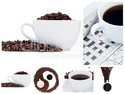 Coffee collage and ying yang symbol