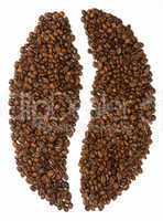 Bean shape made from coffee beans