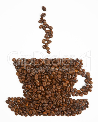 Cup shape made from coffee beans
