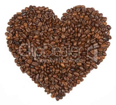 Heart shape made from coffee beans