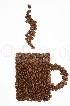 Mug shape made from coffee beans