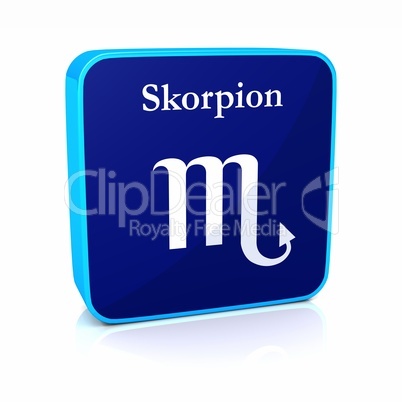 Sternzeichen Symbol - Skorpion Blau Weiß