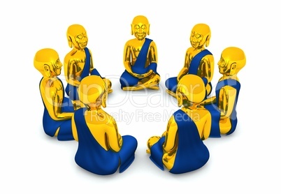 Meditation im Kreis der Sieben Buddhas - Gold Blau