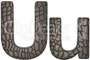Alligator skin font U lowercase and capital letters