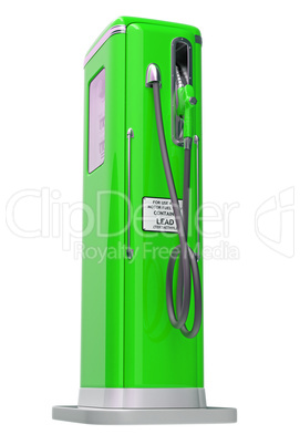 Green gasoline pump isolated over white