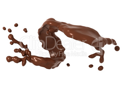 Liquid chocolate or cocoa splash isolated