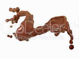 Liquid chocolate splash with drops isolated