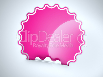 Magenta round bent sticker or label