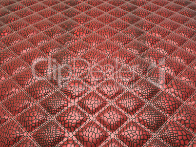 Red Alligator skin with stitched rectangles