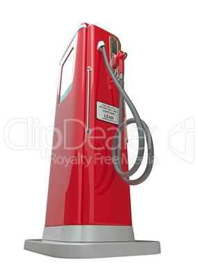 Red fuel pump isolated over white background