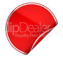 Red round sticker or label on white