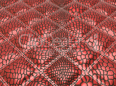 Red stitched Alligator skin with rectangles