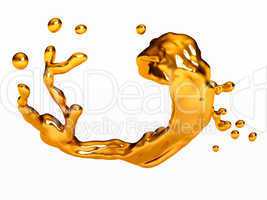 Spatter of liquid gold with drops