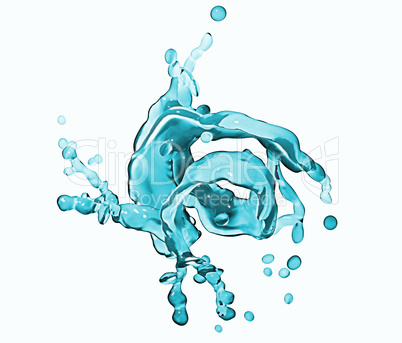 Splash of water with droplets isolated