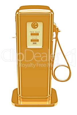 Valuable fuel: golden gas pump isolated