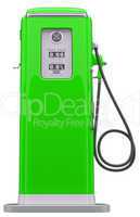 Vintage green fuel pump isolated over white