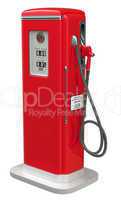 Vintage Red fuel pump isolated over white