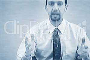 Businessman teleconferencing, concept photography