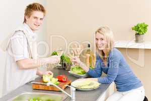 Celebration happy romantic couple enjoy white wine