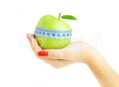 hand and apple