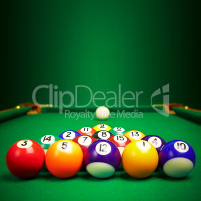 billiard balls  with copy space