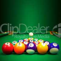 billiard balls  with copy space