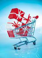shopping cart  and gift