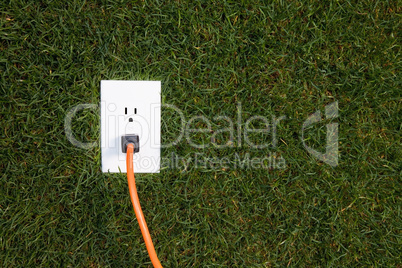 Electrical outlet in grass