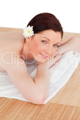 Portrait of a gorgeous serene woman posing while relaxing in a s Portrait of a gorgeous serene woman posing while relaxing in a s