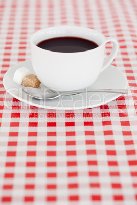 Coffee on a tablecloth