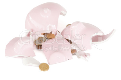Broken piggy savings bank