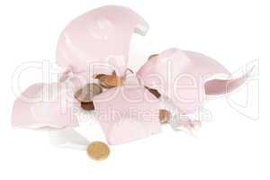 Broken piggy savings bank