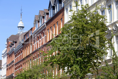 Jugendstilfassade in Kiel, Deutschland