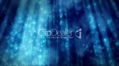 blue loopable background flying particles in light beams