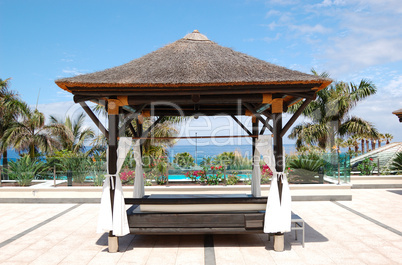 Bali type hut near beach and swimming pool, Tenerife island, Spa