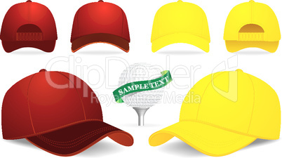 Vector baseball cap and golf ball illustration on white background