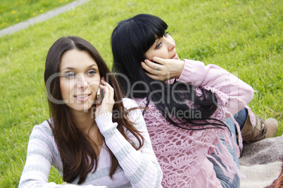 Mother and daughter on the phone