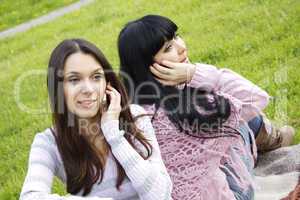 Mother and daughter on the phone
