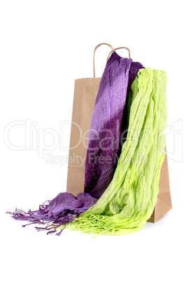 Shopping bag with scarves