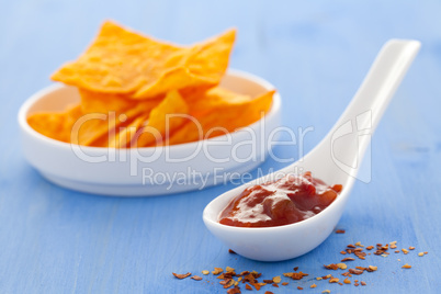 Salsadip und Nachos / salsa dip and nachos