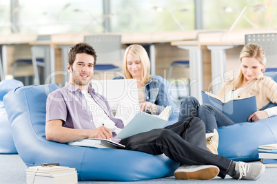 Group of students learning at high school